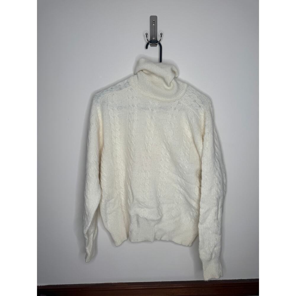 Vintage Bass M Lambswool/Angora Rabbit Blend Fisherman Turtleneck Sweater